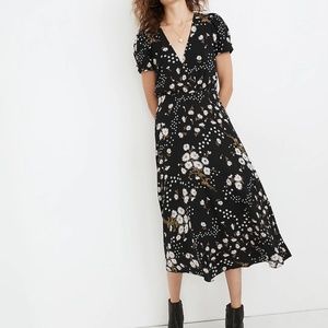 Madewell spring summer black floral wrap dress
